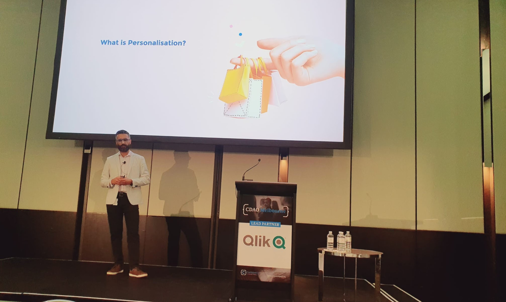 Fahad Najeeb presenting on personalisation at an industry forum